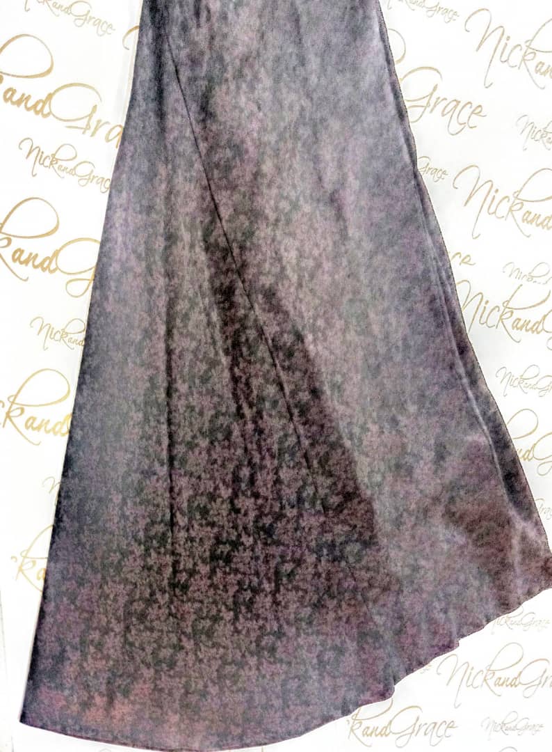 Black/Aubergine Long Godet Skirt